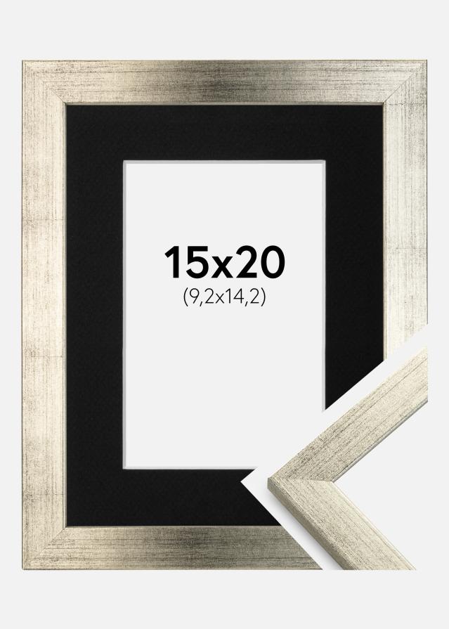 Ramă Stilată Argintiu 15x20 cm - Paspartu Negru 4x6 inches