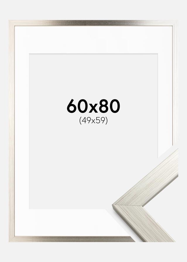 Ramă Argintiu Wood 60x80 cm - Paspartu Alb 50x60 cm
