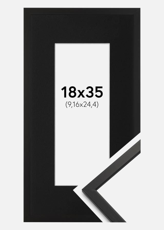 Ramă Edsbyn Negru 18x35 cm - Paspartu Negru 4x10 inches (10,16x25,4 cm)