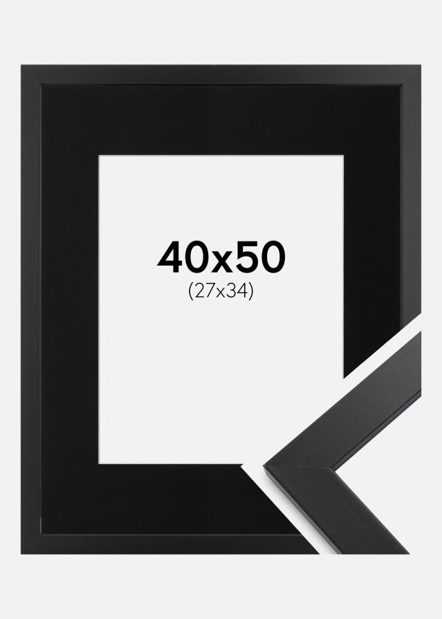 Ramă Black Wood 40x50 cm - Paspartu Negru 28x35 cm