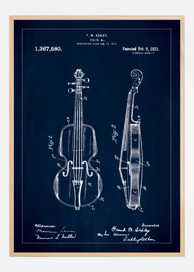 Schiță - Vioară - Albastru Poster