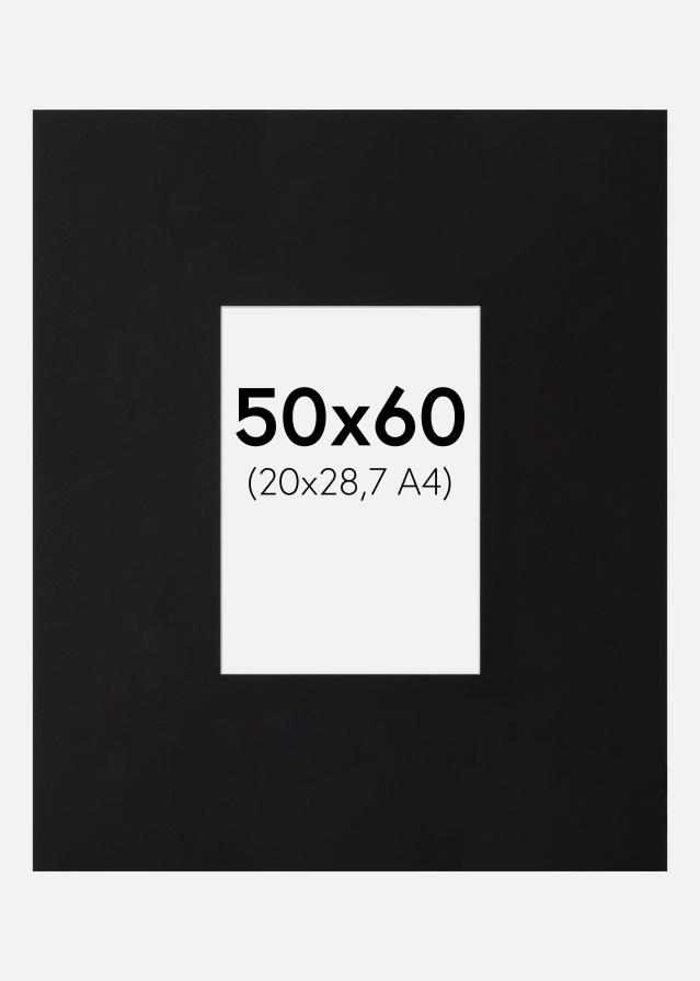 Paspartu XXL Negru Margine albă 50x60 cm (20x28,7)