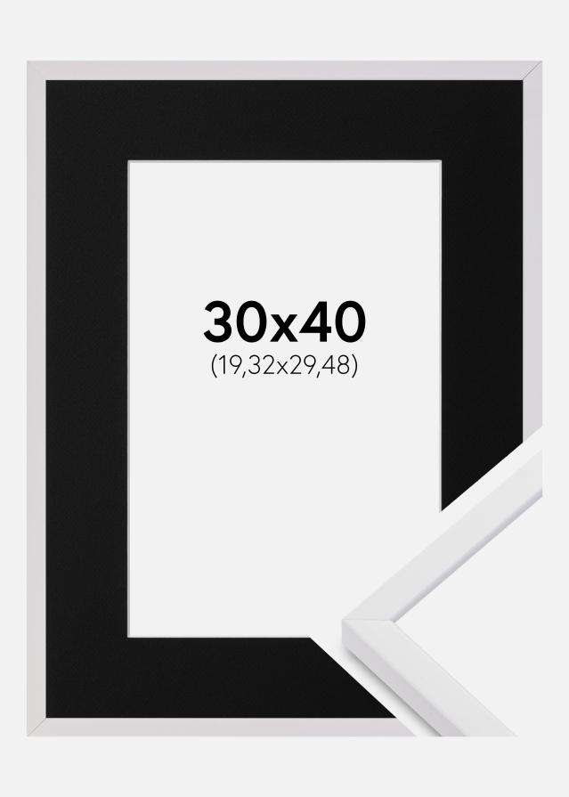 Ramă E-Line Alb 30x40 cm - Paspartu Negru 8x12 inches