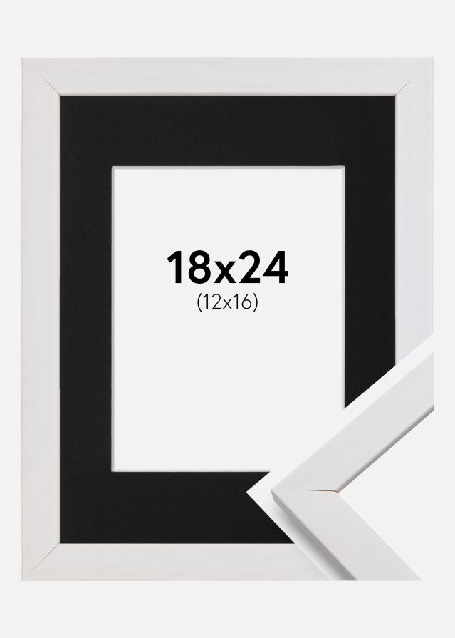 Ramă Stilată Alb 18x24 cm - Paspartu Negru 13x17 cm