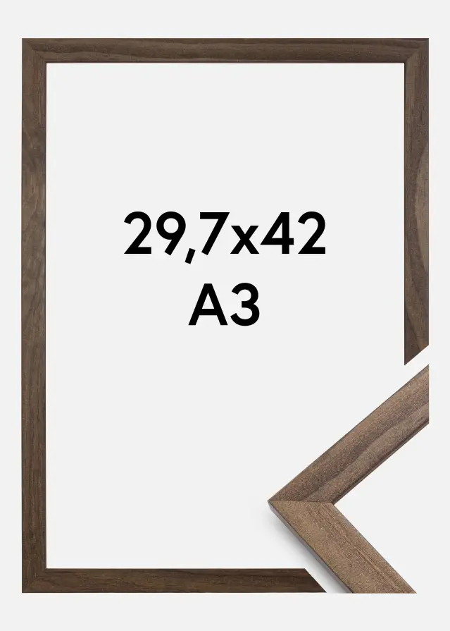 Ramă Stilată Sticlă acrilică Nuc 29,7x42 cm (A3)