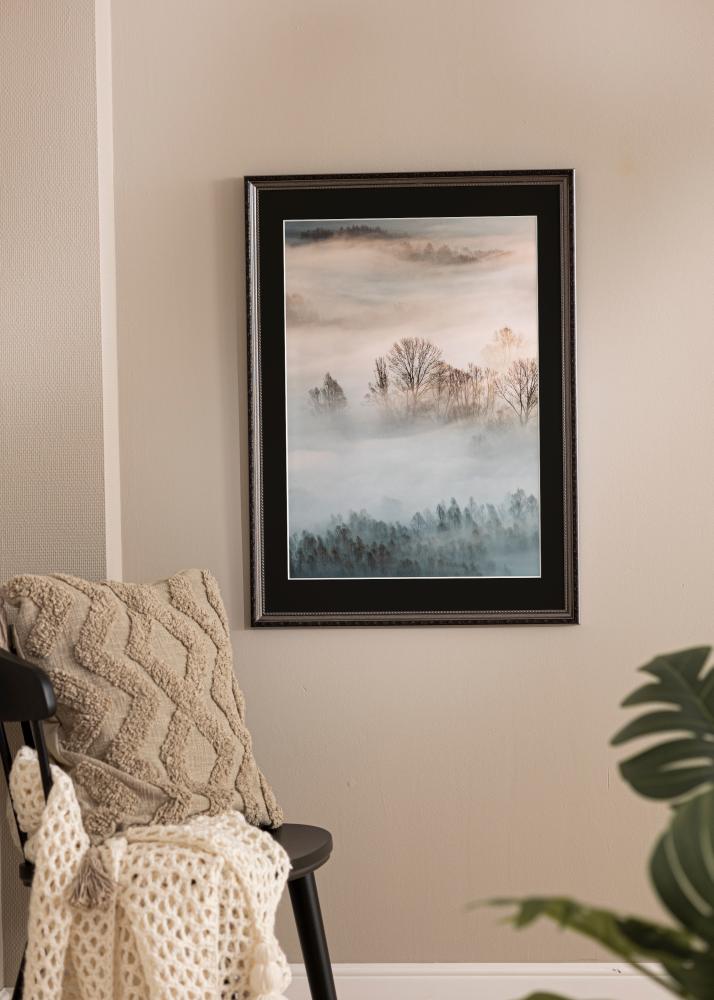 Ramă Abisko Argintiu 30x40 cm - Paspartu Negru 18x27 cm