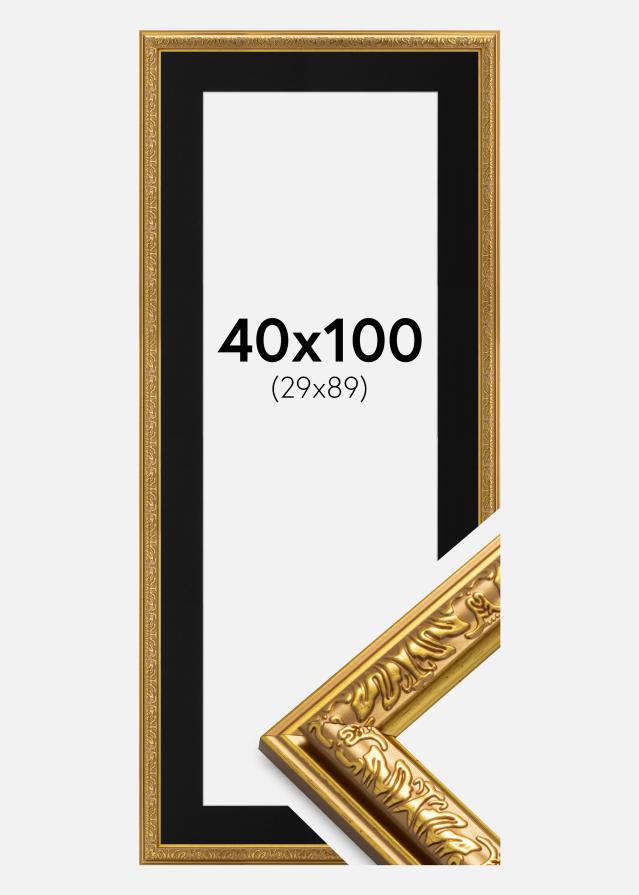 Ramă Nostalgia Auriu 40x100 cm - Paspartu Negru 30x90 cm