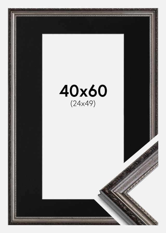 Ramă Abisko Argintiu 40x60 cm - Paspartu Negru 25x50 cm