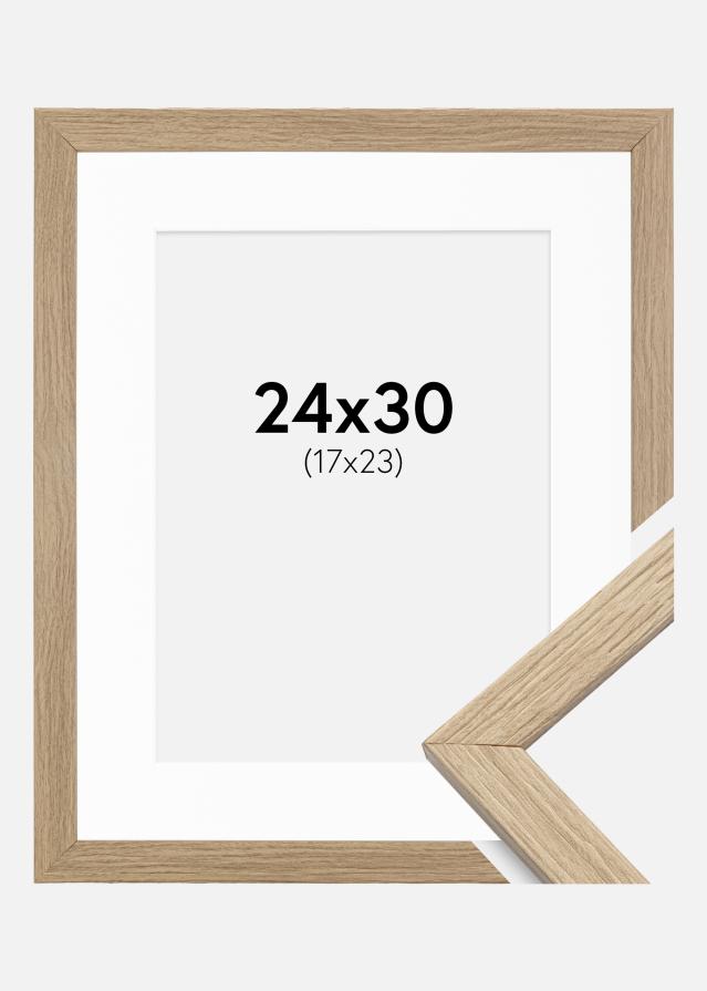 Ramă Stilată Stejar 24x30 cm - Paspartu Alb 18x24 cm