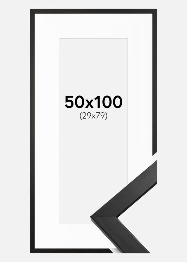 Ramă Stilată Negru 50x100 cm - Paspartu Alb 30x80 cm