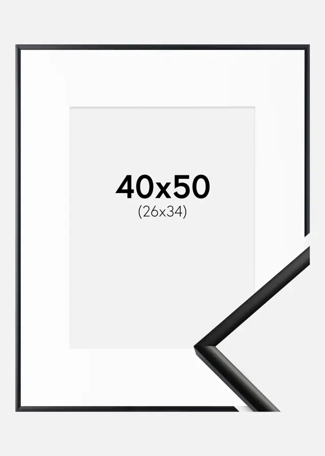 Ramă New Lifestyle Negru mat 40x50 cm - Paspartu Alb 27x35 cm