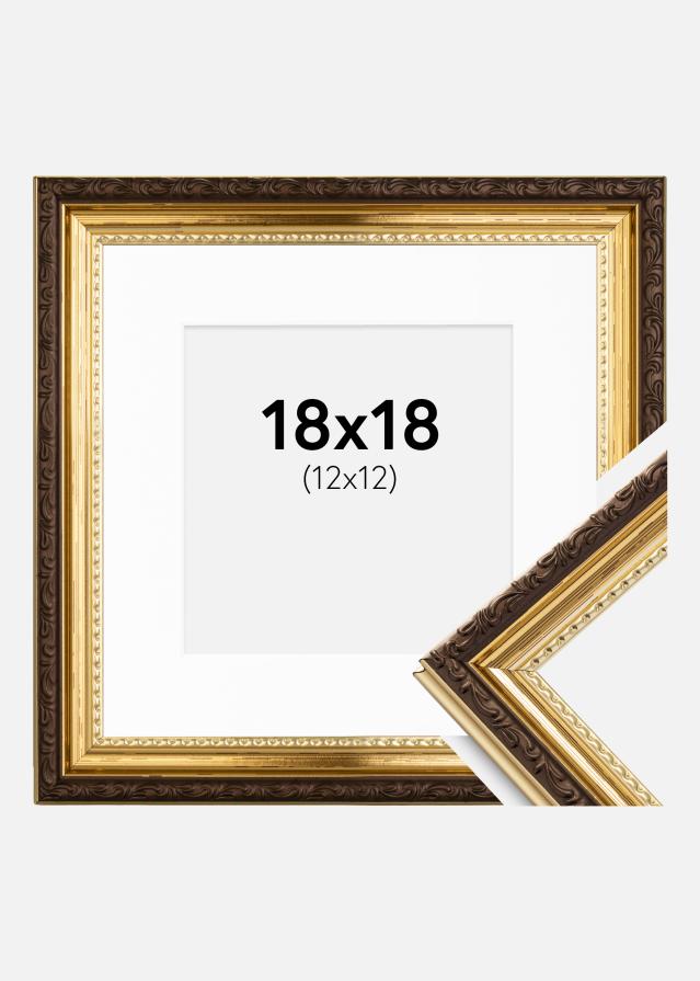Ramă Abisko Auriu 18x18 cm - Paspartu Alb 13x13 cm