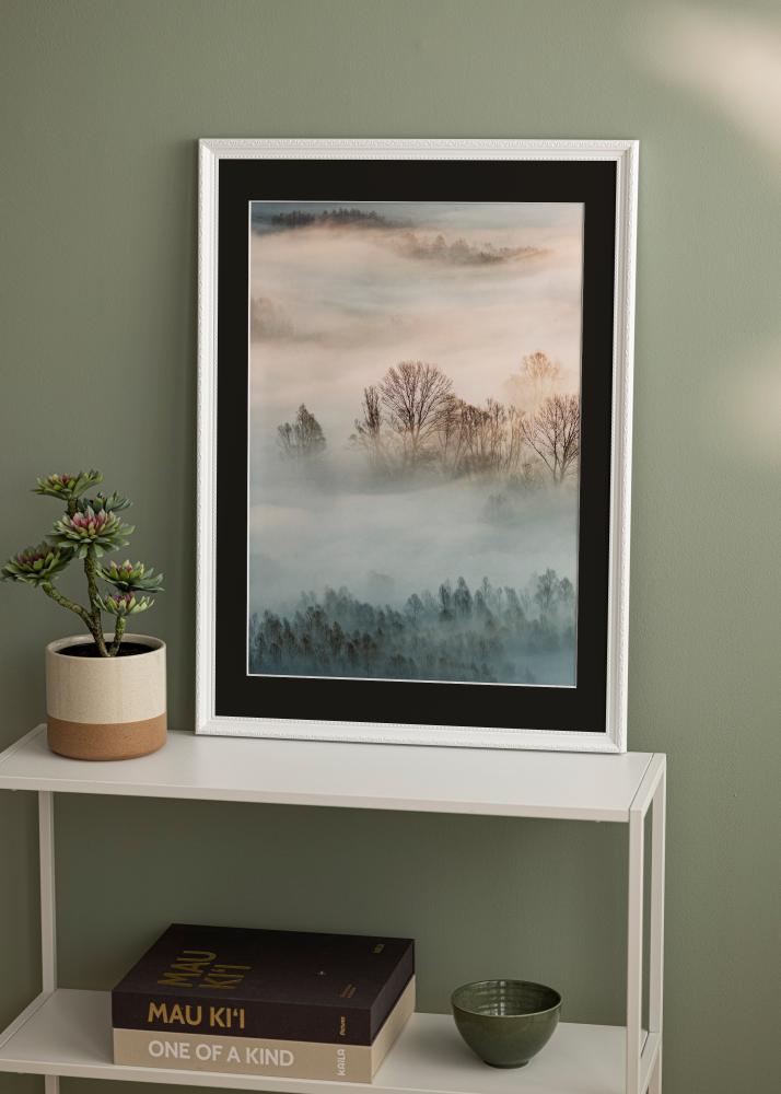 Ramă Abisko Alb 50x70 cm - Paspartu Negru 33x56 cm