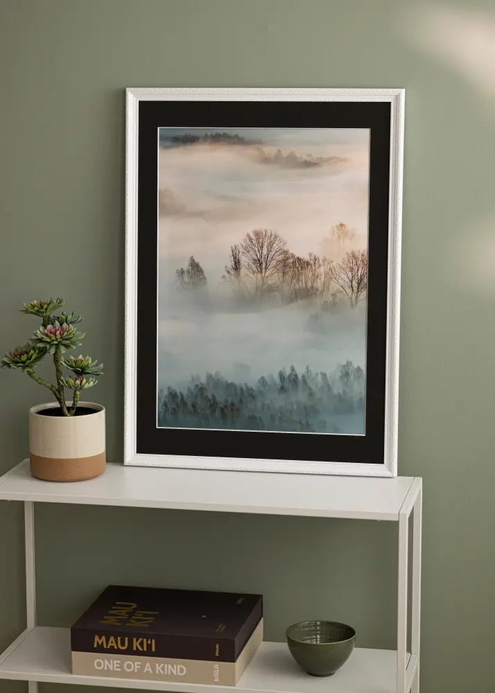 Ramă Abisko Alb 30x40 cm - Paspartu Negru 21x29,7 cm (A4)