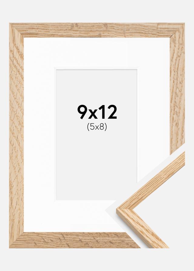 Ramă Stejar subțire 9x12 cm - Paspartu Alb 6x9 cm