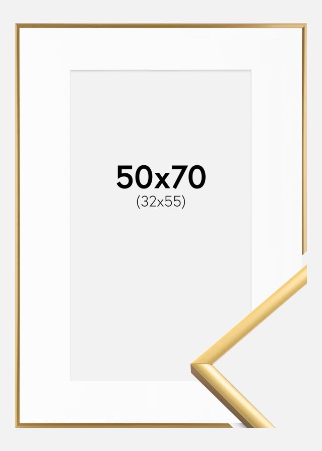 Ramă New Lifestyle Shiny Gold 50x70 cm - Paspartu Alb 33x56 cm