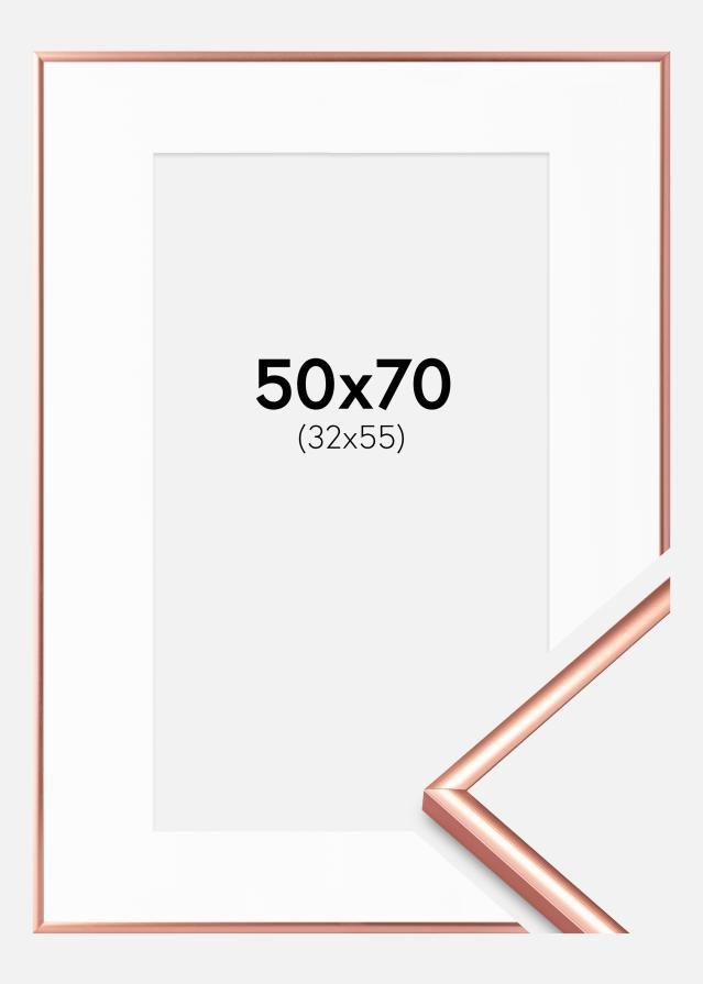 Ramă Scandi Roz auriu 50x70 cm - Paspartu Alb 33x56 cm