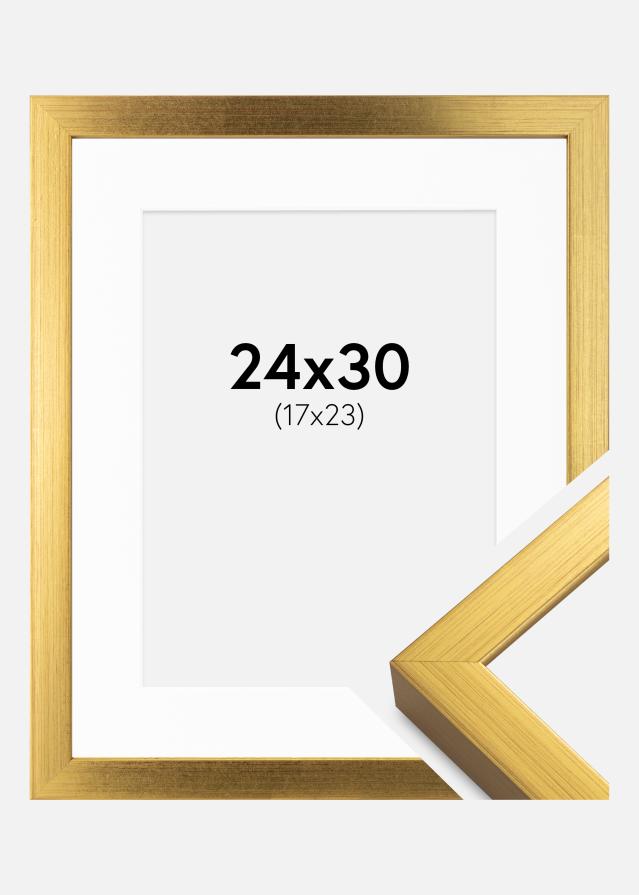Ramă Falun Auriu 24x30 cm - Paspartu Alb 18x24 cm