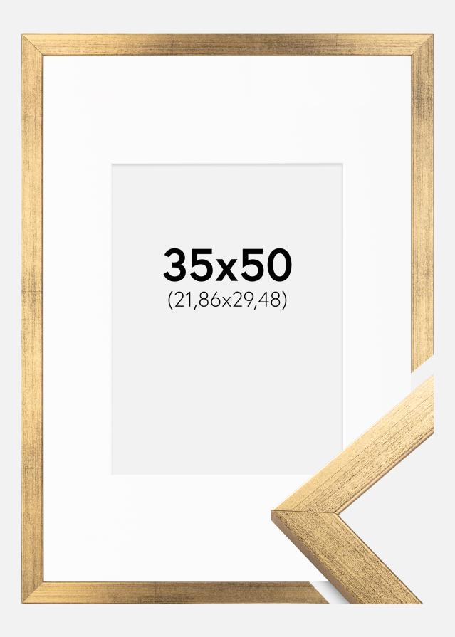 Ramă Stilată Auriu 35x50 cm - Paspartu Alb 9x12 inches