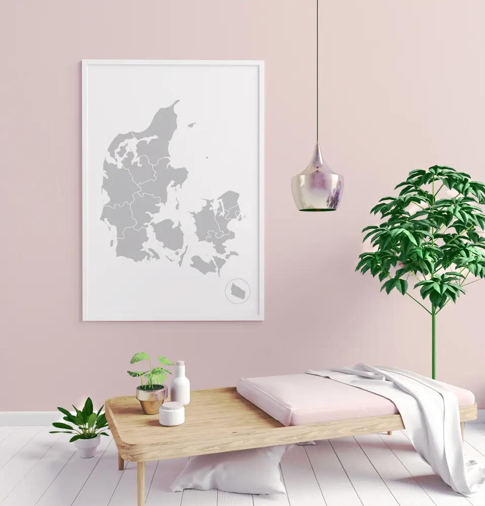 Hartă - Danmark - Gri-bej Poster