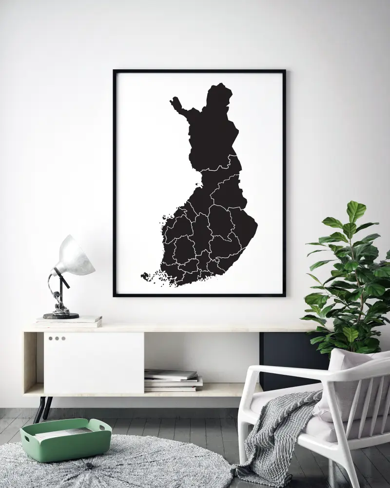 Hartă - Finland - Negru Poster