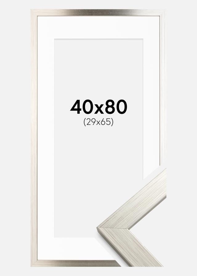 Ramă Argintiu Wood 40x80 cm - Paspartu Alb 30x66 cm