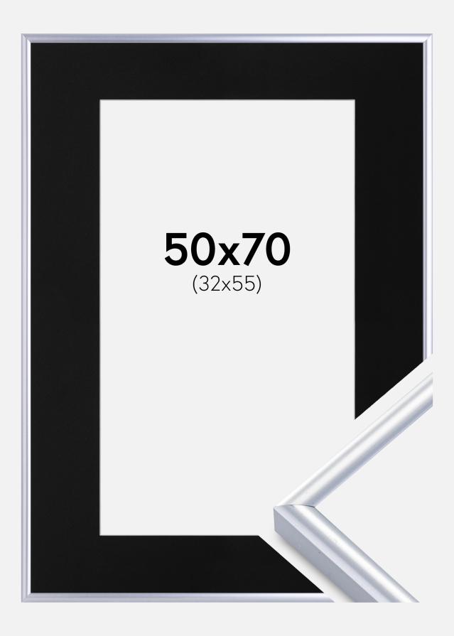 Ramă Victoria Argintiu 50x70 cm - Paspartu Negru 33x56 cm