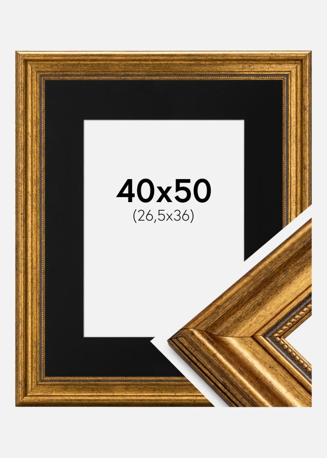 Ramă Rococo Auriu 40x50 cm - Paspartu Negru 27,5x37 cm