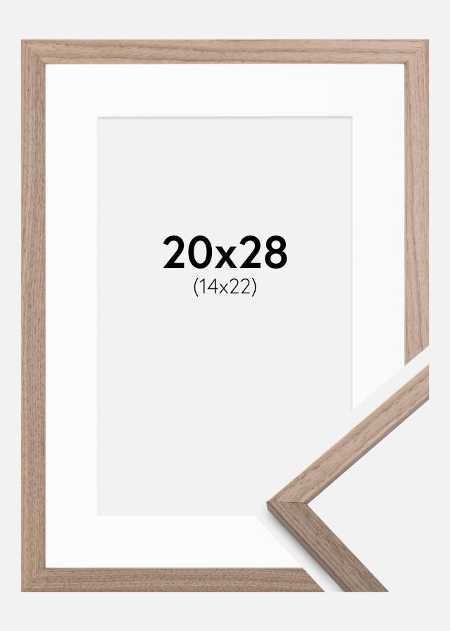 Ramă Edsbyn Nuc deschis 20x28 cm - Paspartu Alb 15x23 cm