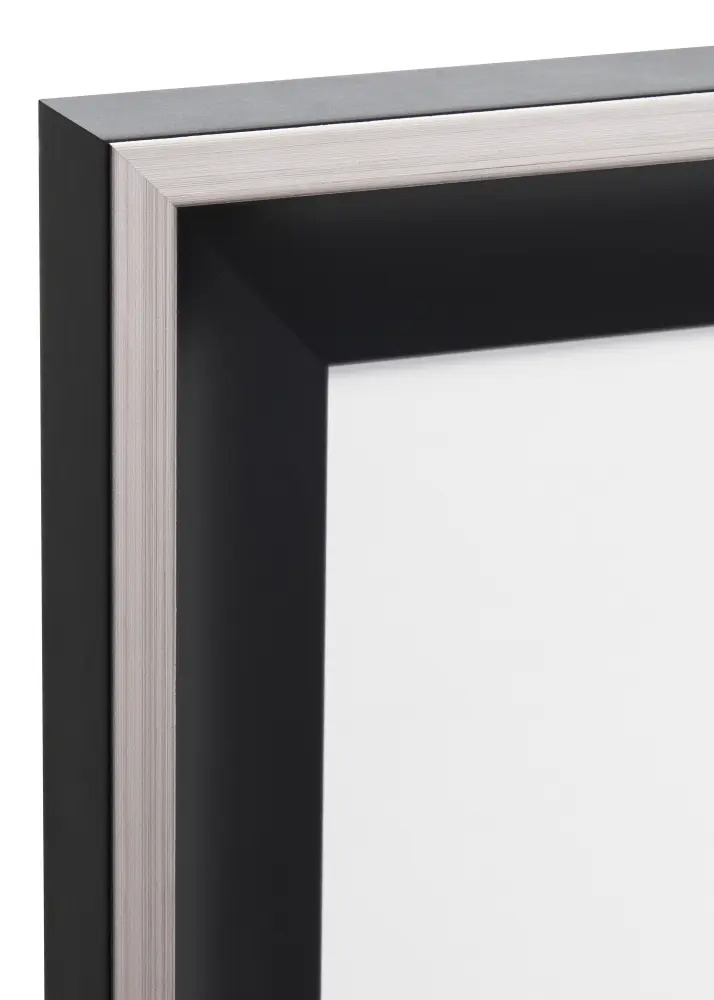 Ramă Öjaren Negru-Argintiu 70x100 cm - Paspartu Alb 59,4x84 cm (A1)