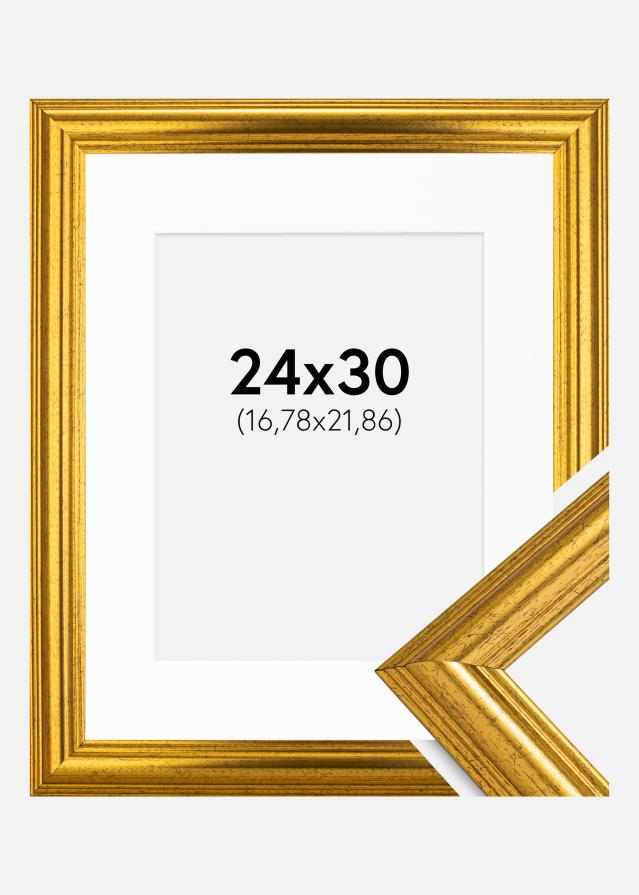 Ramă Västkusten Auriu 24x30 cm - Paspartu Alb 7x9 inches