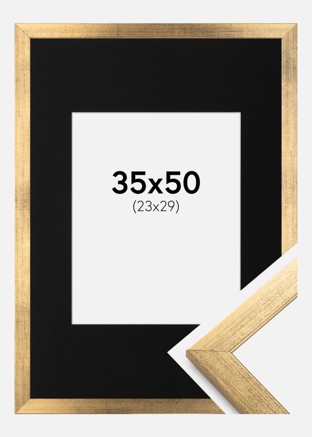 Ramă Stilată Auriu 35x50 cm - Paspartu Negru 24x30 cm