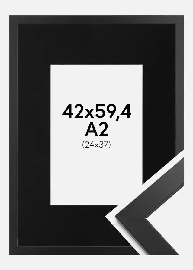 Ramă Black Wood 42x59,4 cm (A2) - Paspartu Negru 25x38 cm
