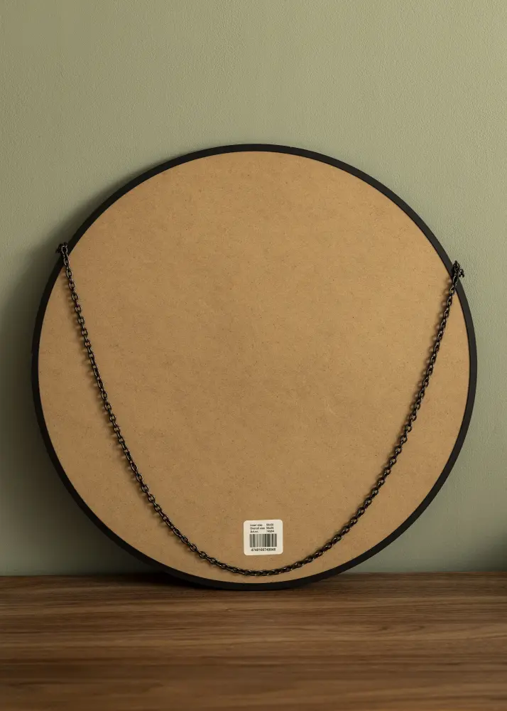 Rotund Oglindă Modern Negru 50 cm Ø