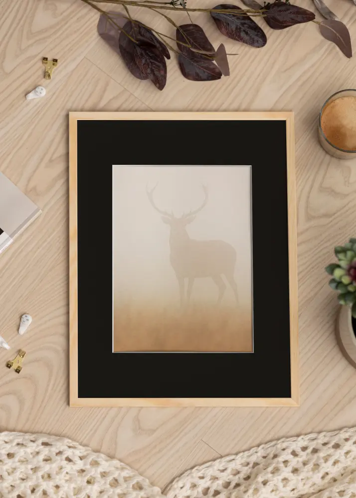 Ramă Galant Lemn de pin 40x50 cm - Paspartu Negru 29,7x42 cm (A3)