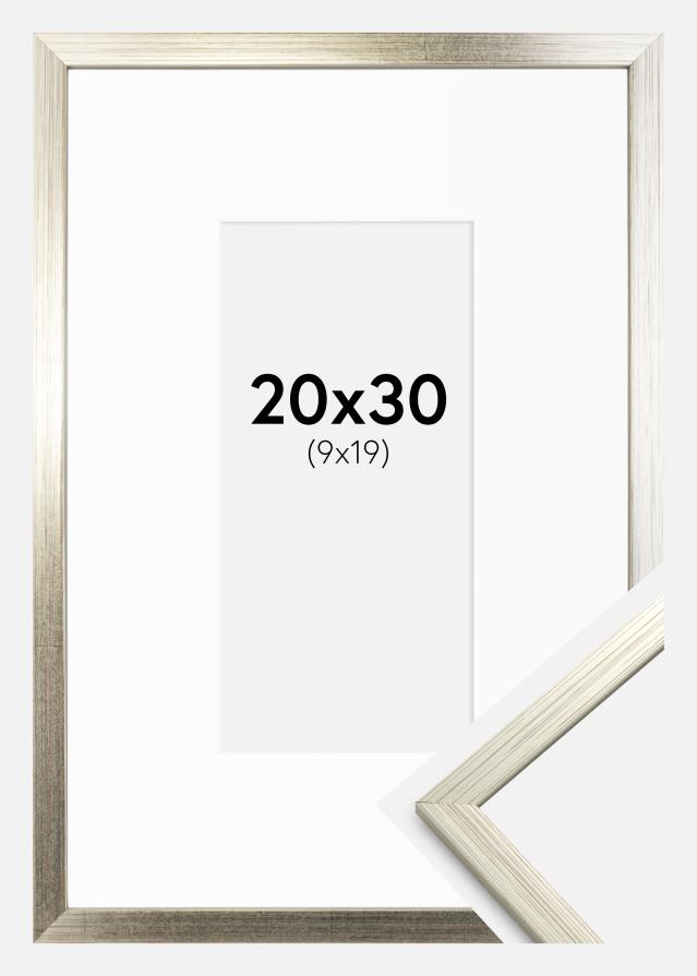 Ramă Edsbyn Argintiu 20x30 cm - Paspartu Alb 10x20 cm