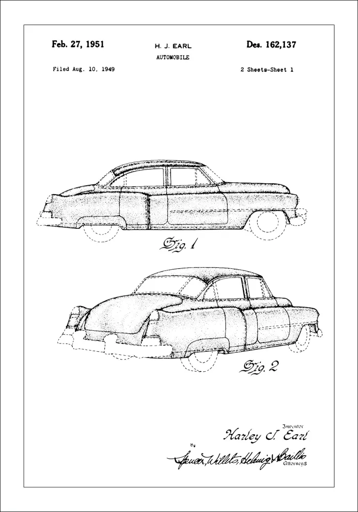 Schiță - Cadillac în Poster
