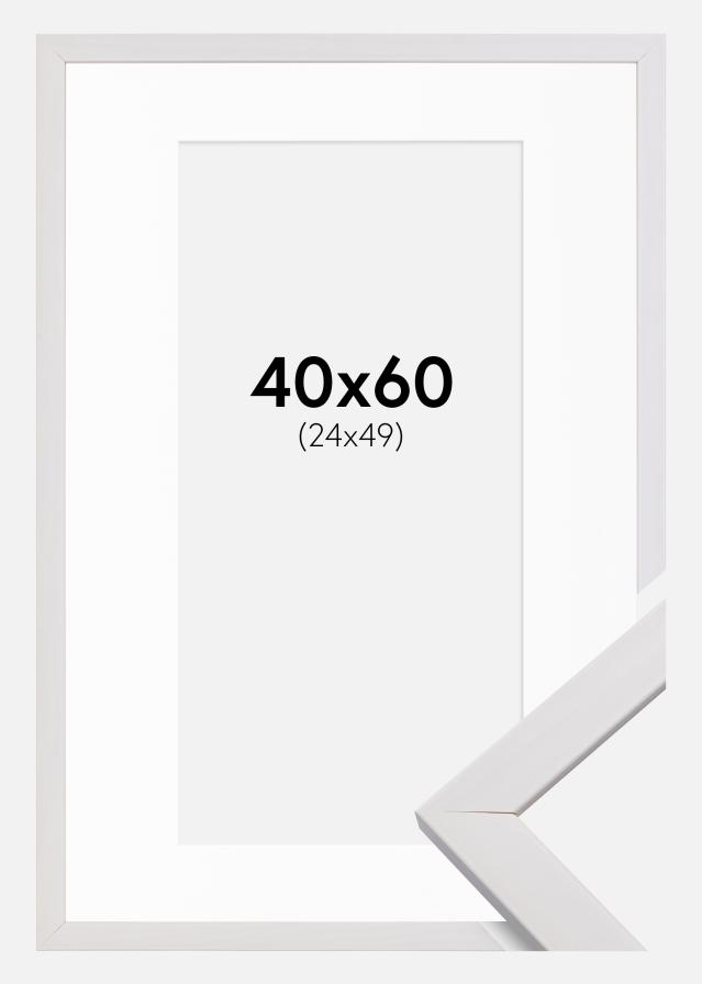Ramă Stilată Alb 40x60 cm - Paspartu Alb 25x50 cm