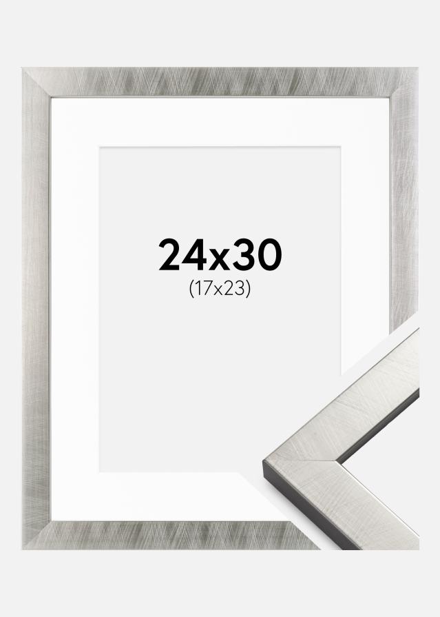 Ramă Uppsala Argintiu 24x30 cm - Paspartu Alb 18x24 cm