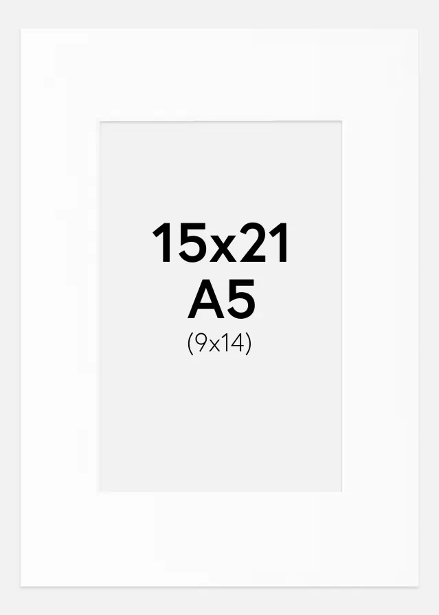 Paspartu Alb Standard Margine albă A5 15x21 cm (9x14)