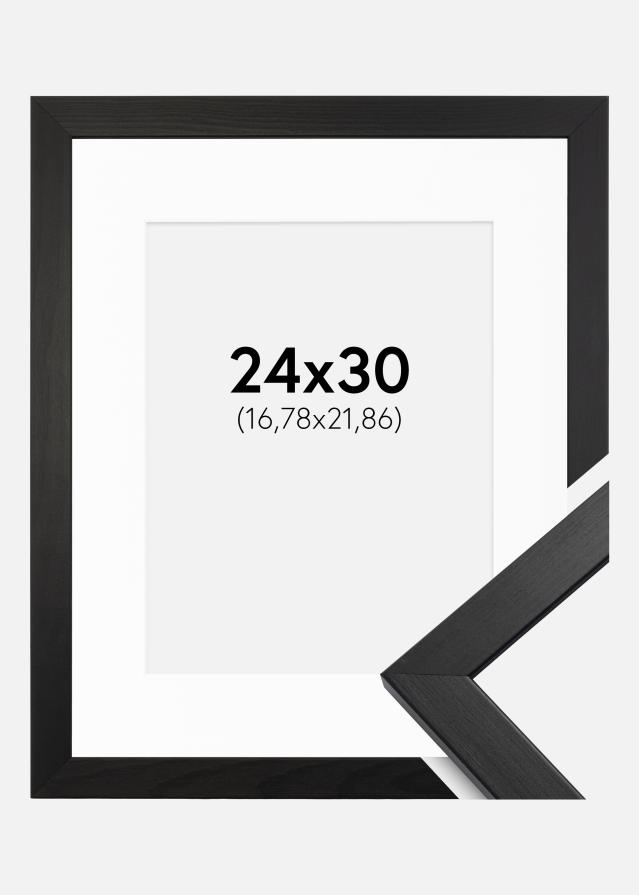 Ramă Stilată Negru 24x30 cm - Paspartu Alb 7x9 inches