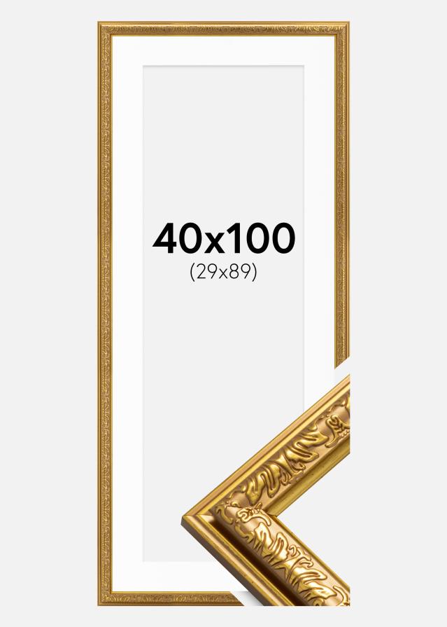 Ramă Nostalgia Auriu 40x100 cm - Paspartu Alb 30x90 cm
