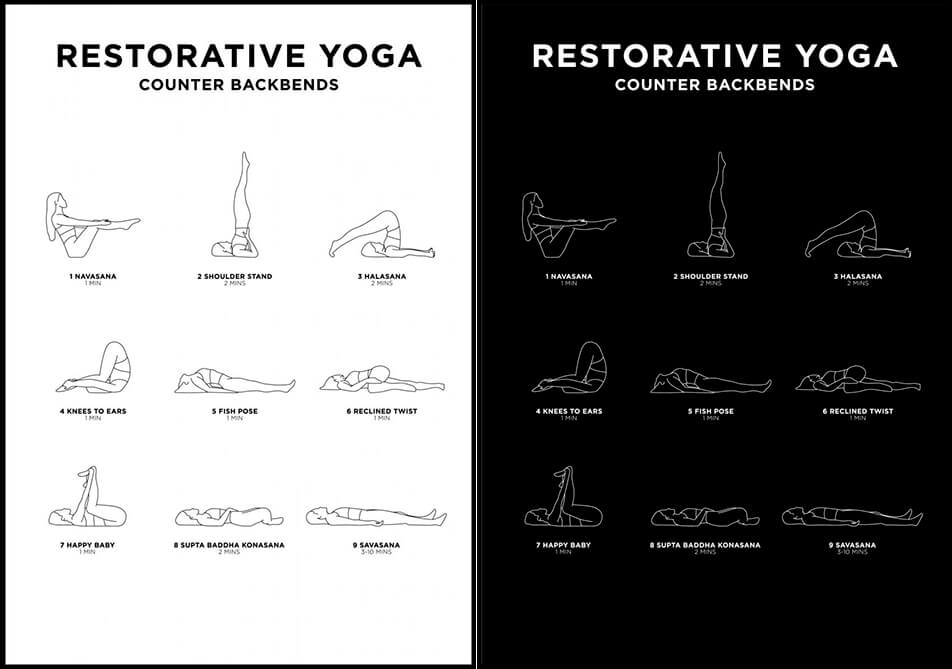 Poster yoga alb sau negru - Restorative yoga